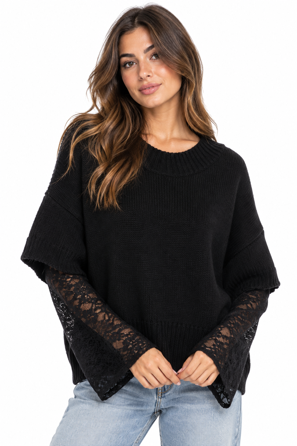 Maglia Con Scollo A V E Pizzo – Kontatto