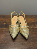 Intrecciata oro scarpa Vera pelle