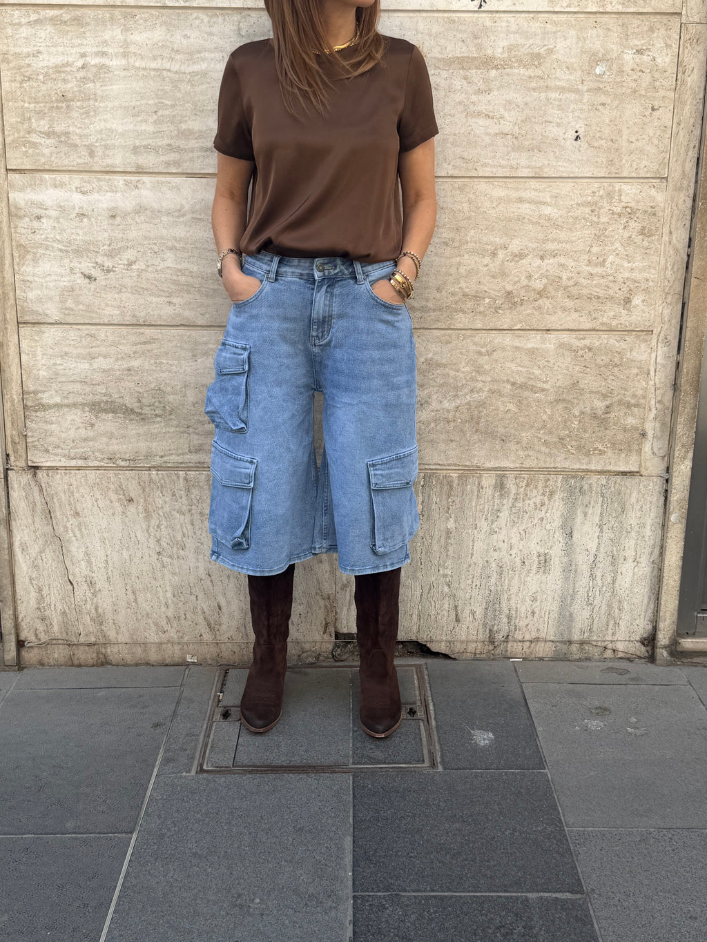 Bermuda con tasconi denim