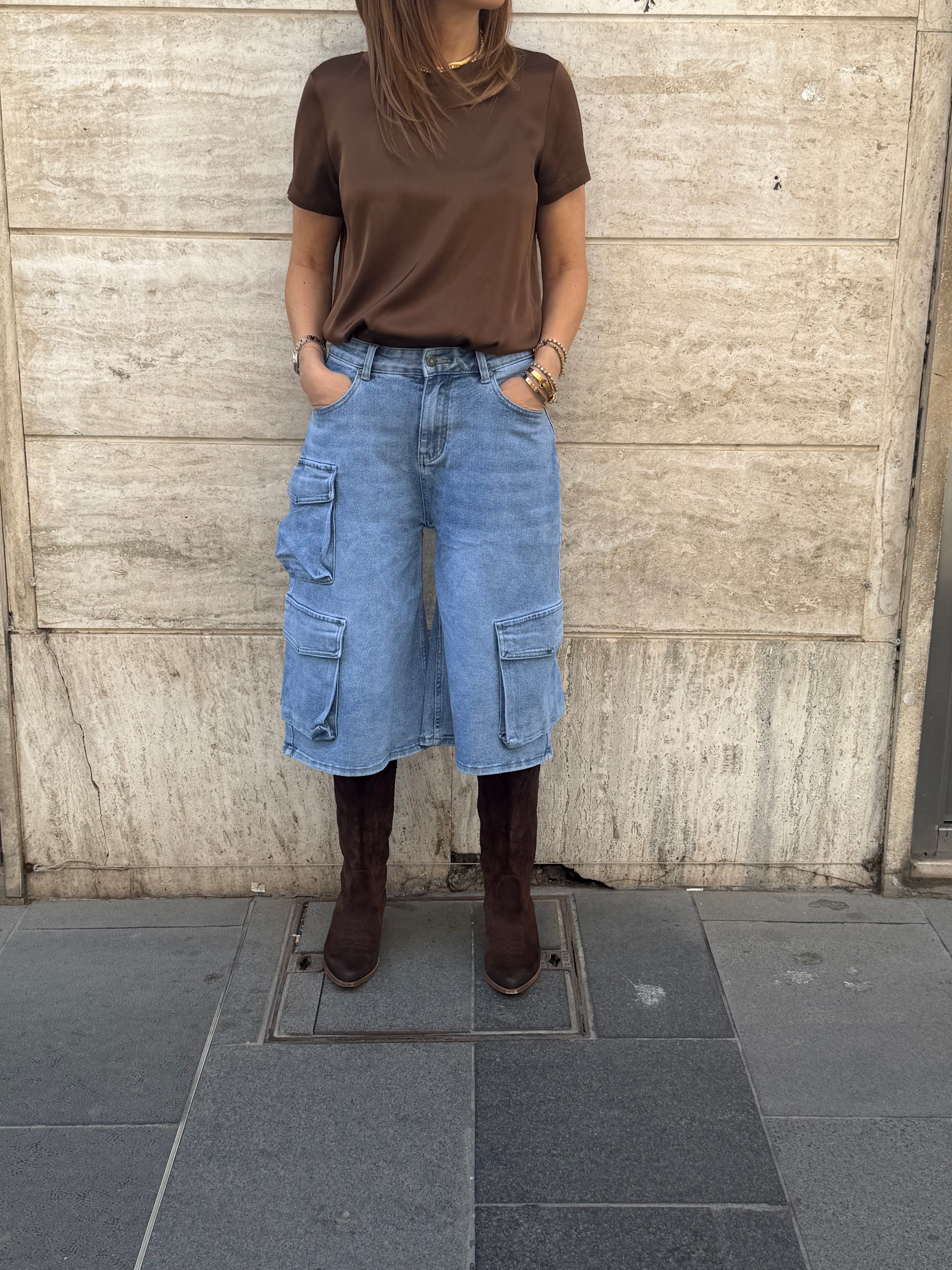 Bermuda con tasconi denim