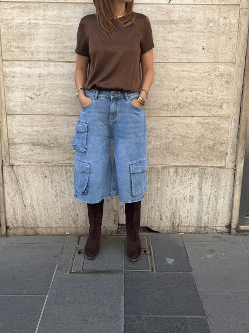 Bermuda con tasconi denim
