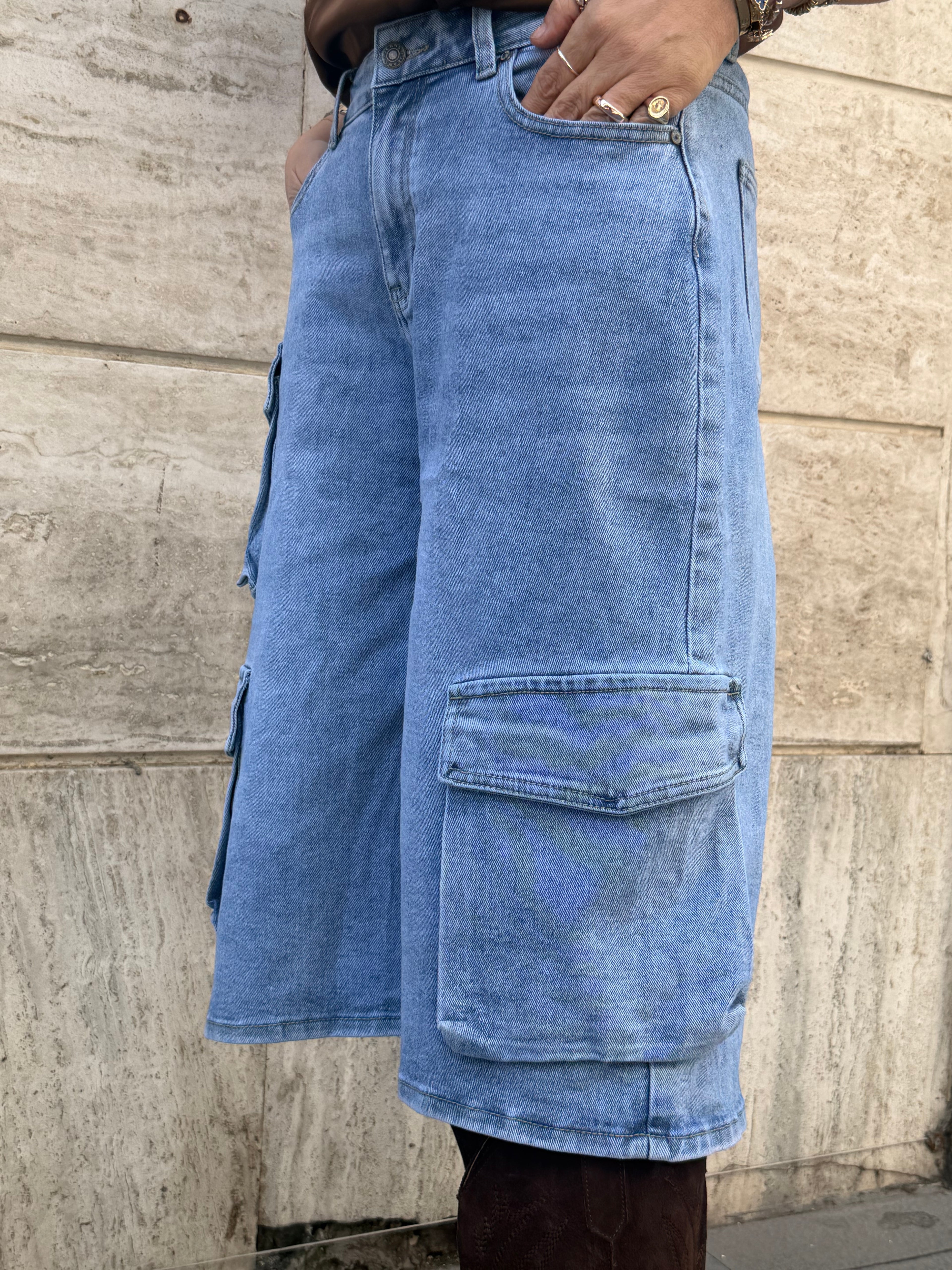 Bermuda con tasconi denim