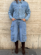 Giubbotto denim con applicazioni