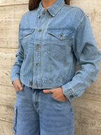Giubbotto denim con applicazioni