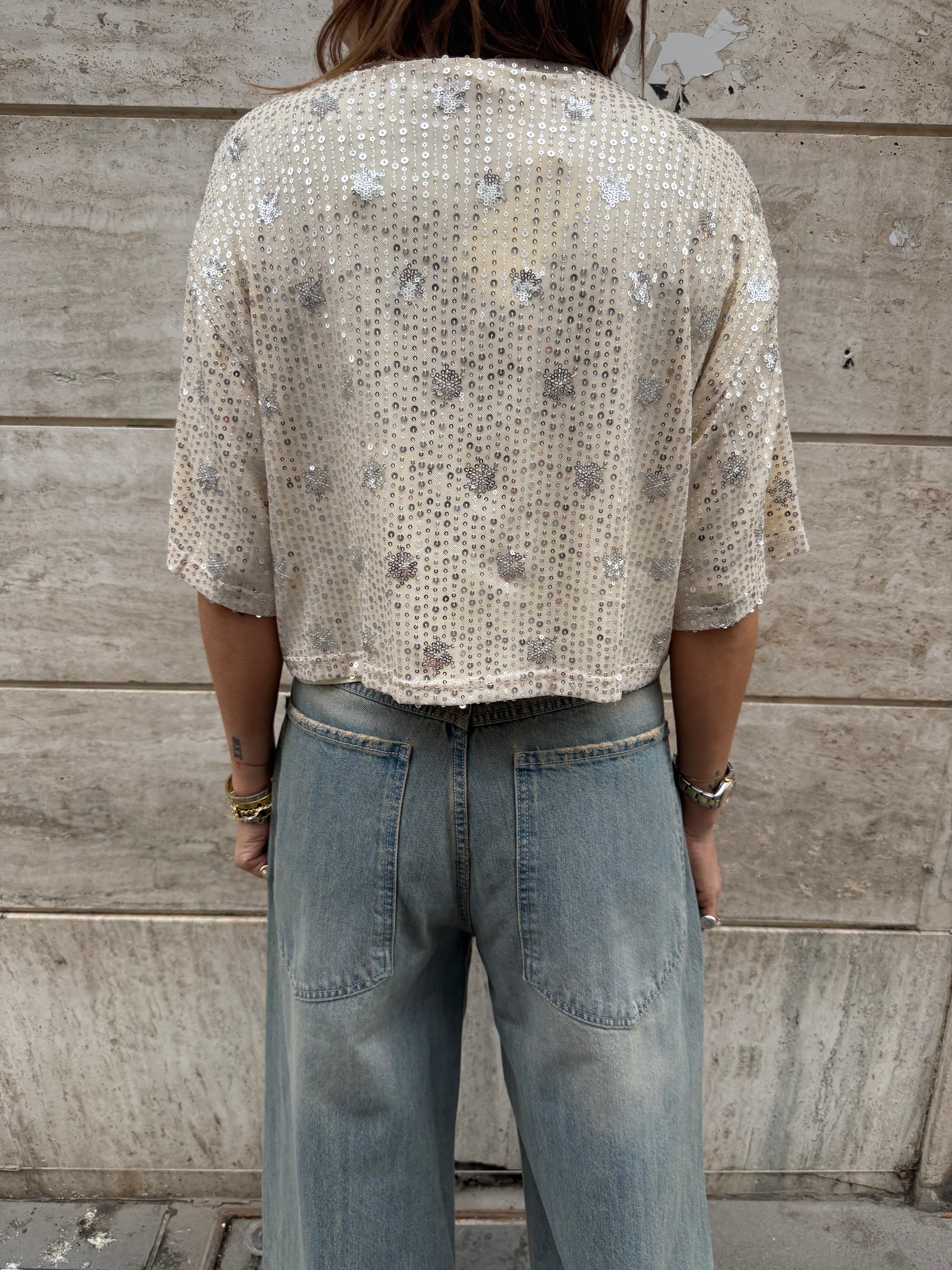 T-shirt paillettes Taglia Unica