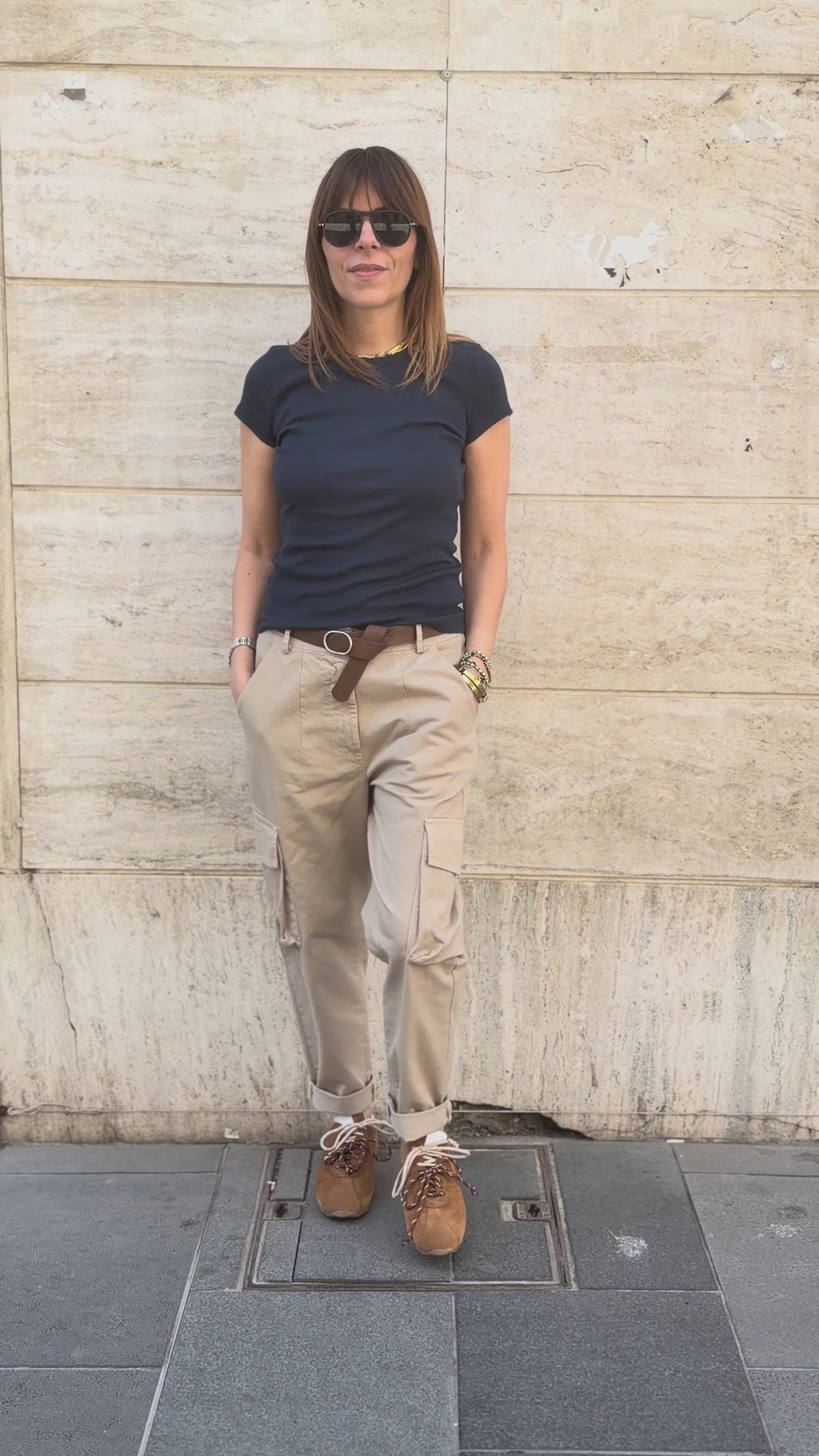 Pantalone con elastico con tasconi